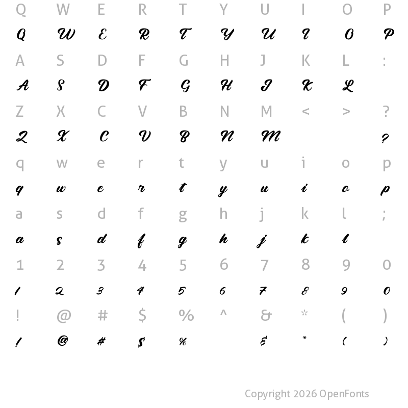 Character Map of Brother Royal Regular