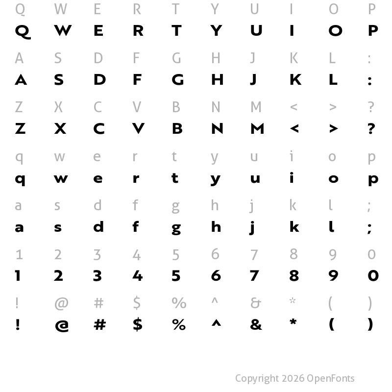 Character Map of Brother XL ExtraBold