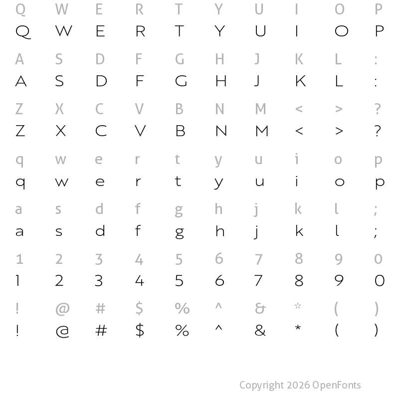 Character Map of Brother XL Light