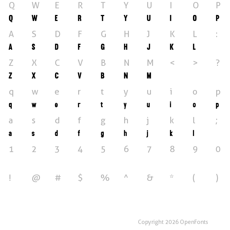 Character Map of Brotherton Free Font Regular