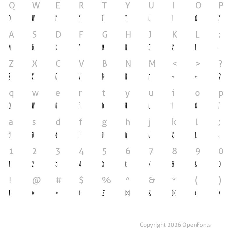 Character Map of BROUGHT THE STYLE Regular