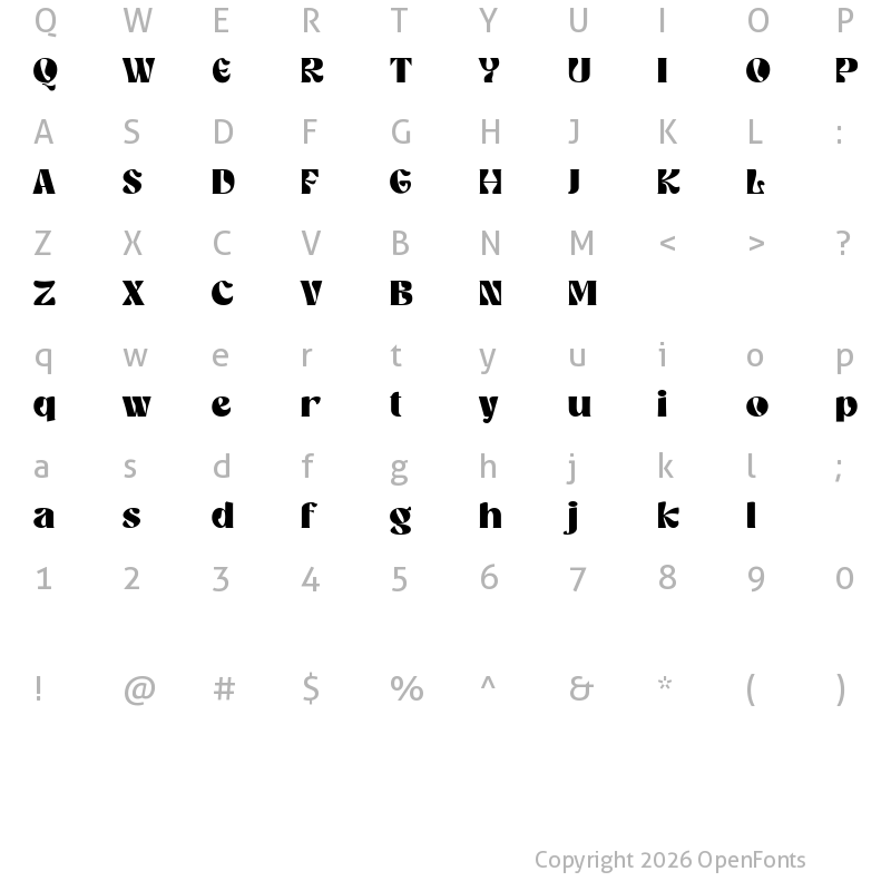 Character Map of Broukha Free Regular