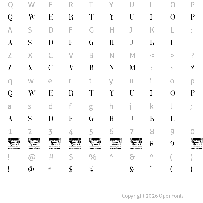 Character Map of Brovile Regular