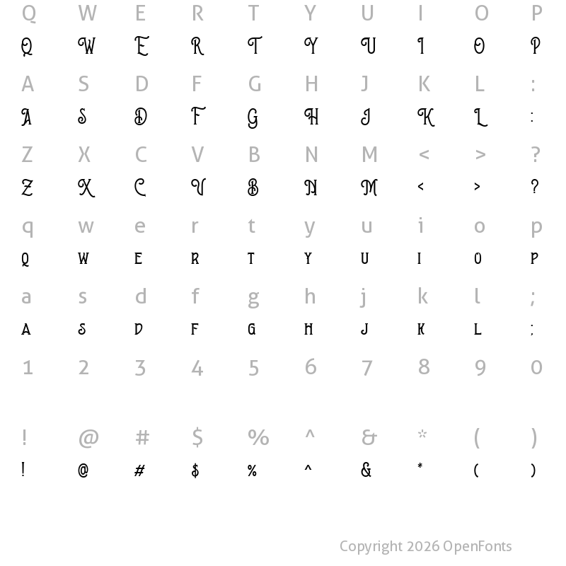 Character Map of Brown Chunkers DEMO Regular