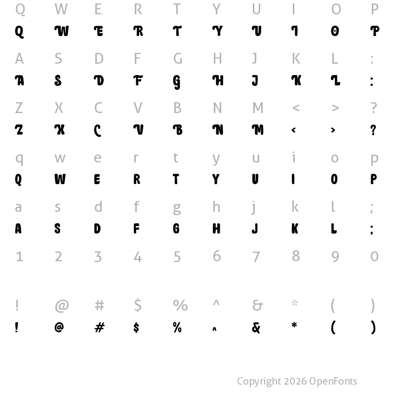 Character Map of Brown Holmes DEMO Regular