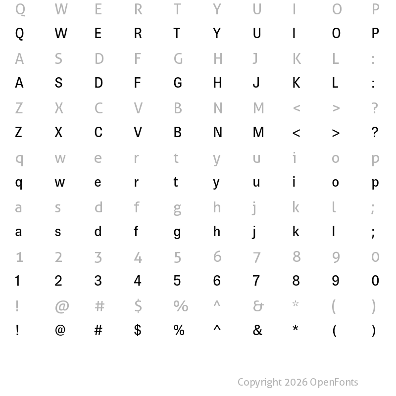 Character Map of Brown Pro Medium
