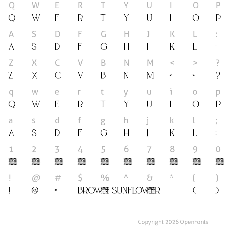 Character Map of BROWN SUNFLOWER SERIF
