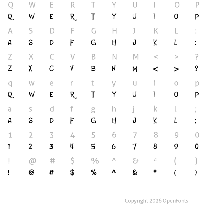 Character Map of Browncat Regular