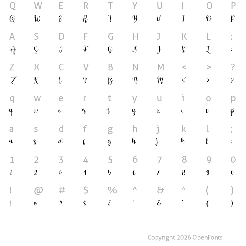 Character Map of Brownies_Script Regular