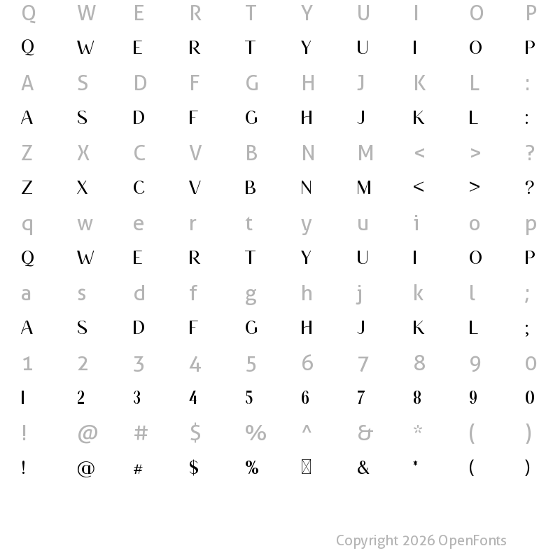 Character Map of BrownRosemary Regular