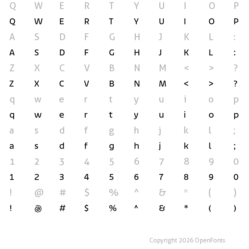 Character Map of Bruna Regular