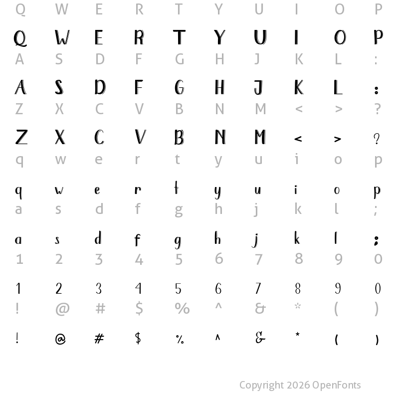 Character Map of Brunella Regular