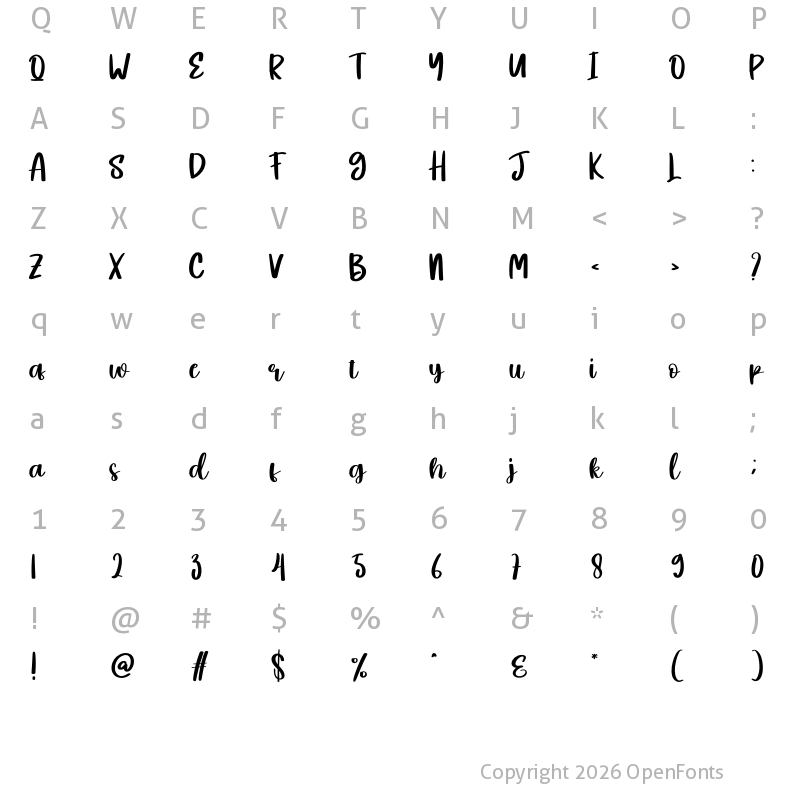 Character Map of Bruney Regular