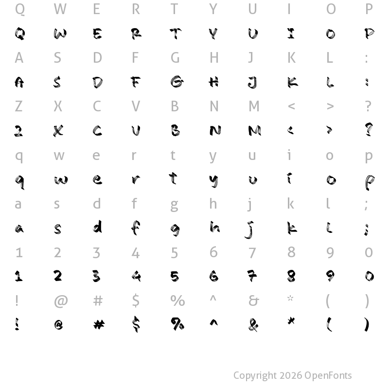Character Map of Brush Mark Regular