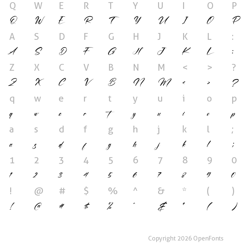 Character Map of Brush Signature Regular