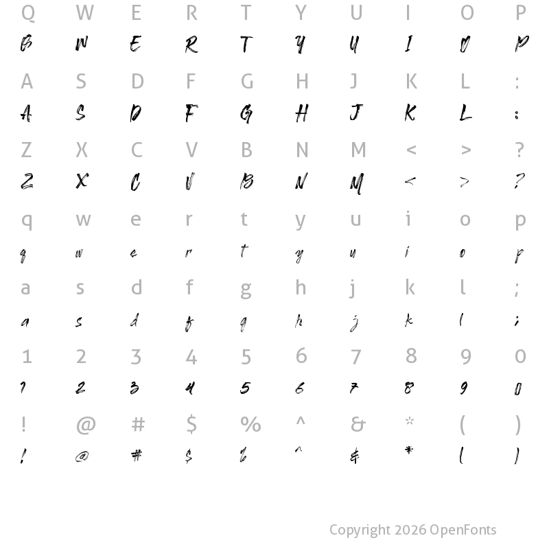 Character Map of Brushbress Regular