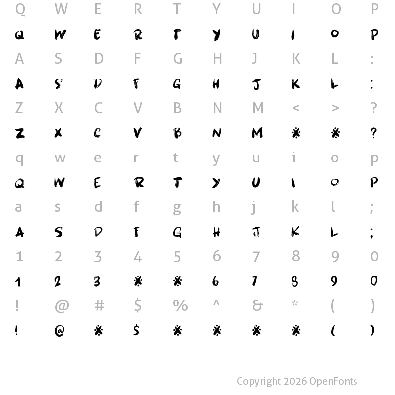 Character Map of Brushcrazy DEMO Regular