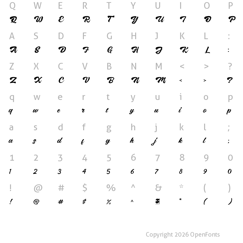 Character Map of Brushtina Demo Regular