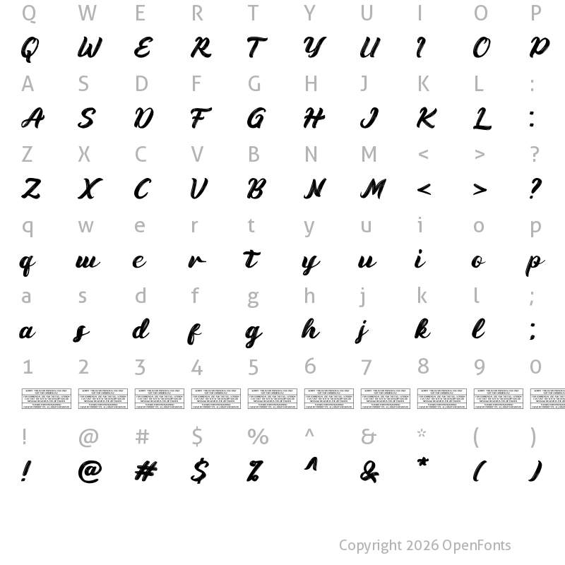 Character Map of Bruskest DEMO Regular