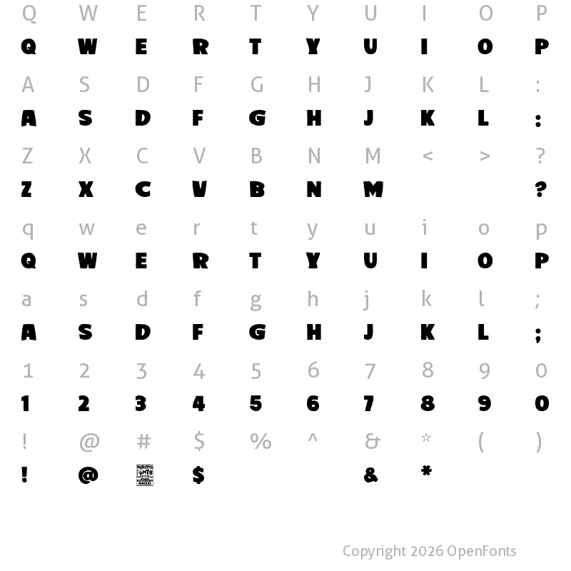 Character Map of Brutus Academy Regular