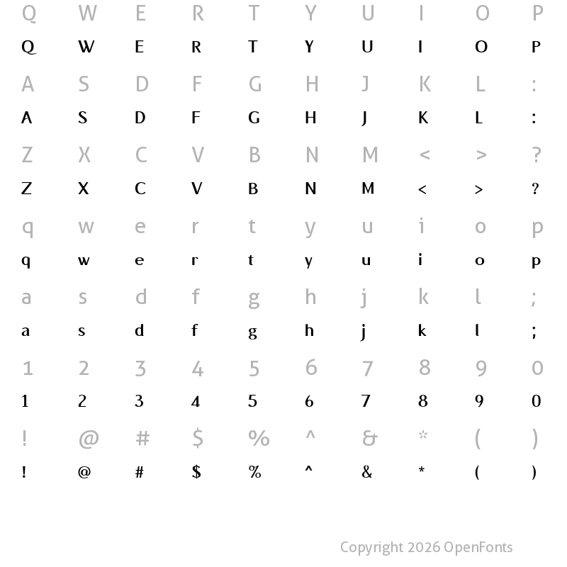Character Map of BSRU Pro Bold
