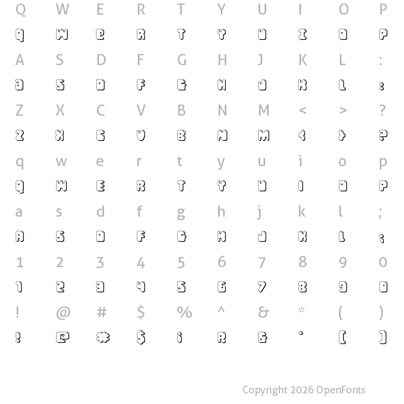 Character Map of Bubble Butt 3D Regular