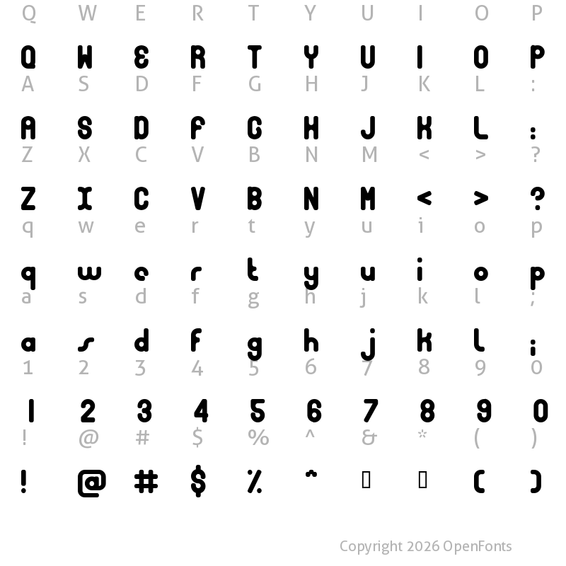 Character Map of Bubble Club Bold