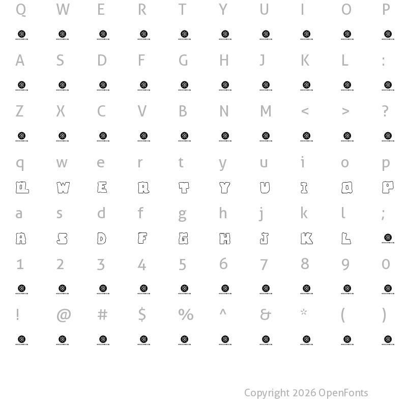 Character Map of Bubble Frum Demo Regular