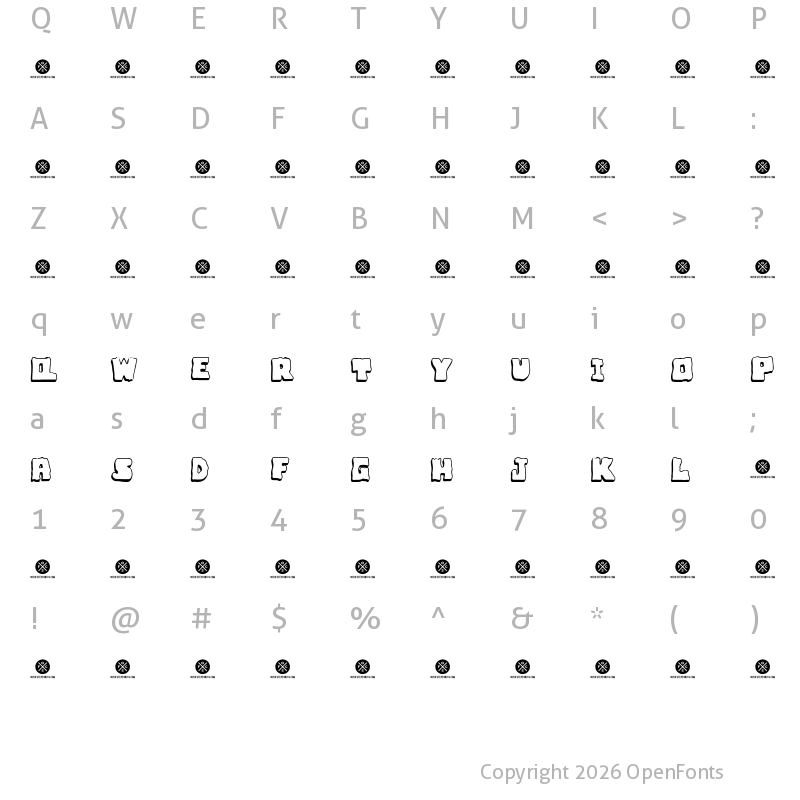 Character Map of Bubble Frum Demo Shadow