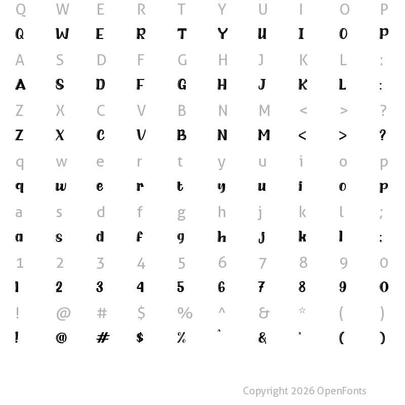 Character Map of Bubble Jelly Shadow Regular