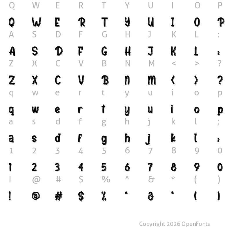 Character Map of Bubble Love Regular