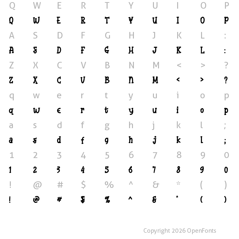Character Map of Bubble Yummy Regular