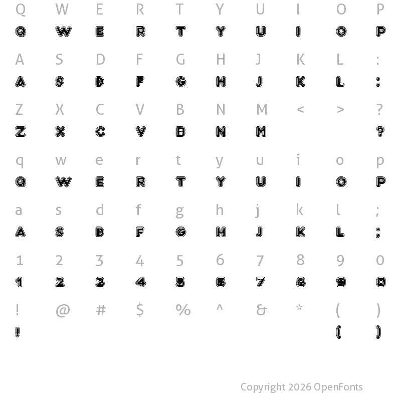 Character Map of Bubble3D Regular