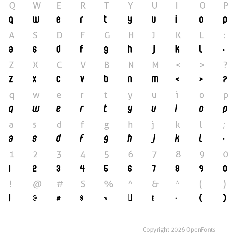 Character Map of Bubbleboy Regular