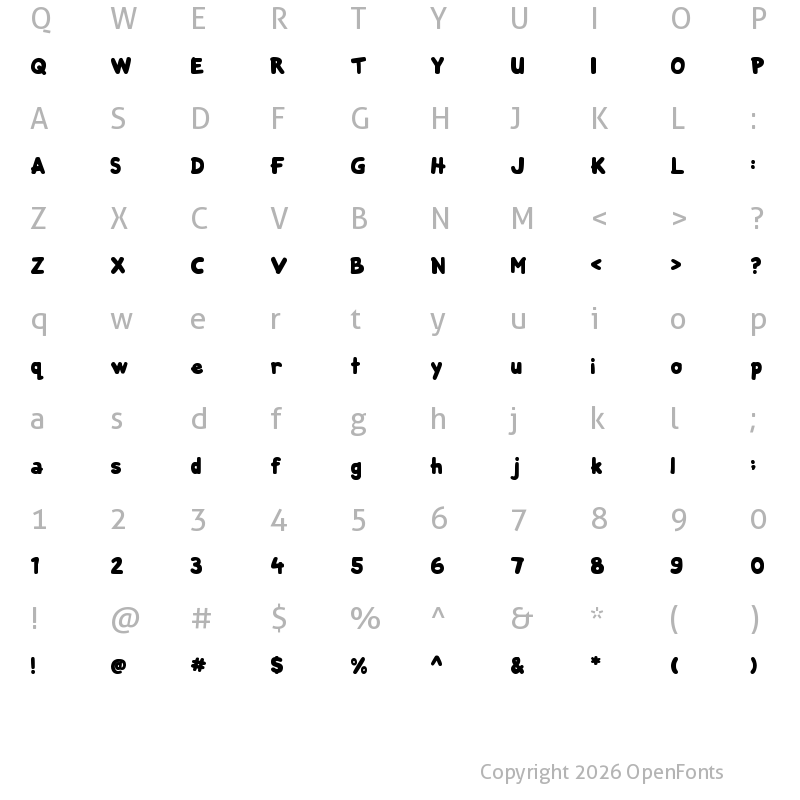 Character Map of Bubblee Kids Regular