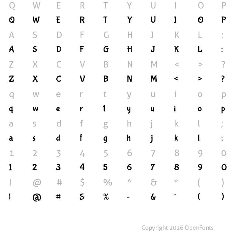 Character Map of Bubblegum Sans Regular