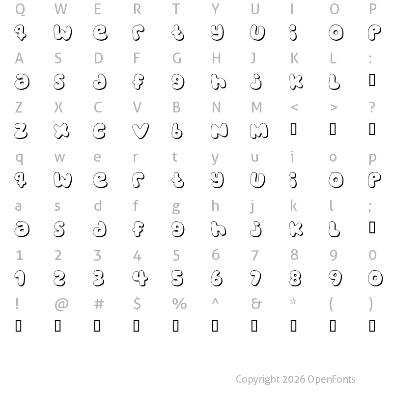 Character Map of bubblegums Regular