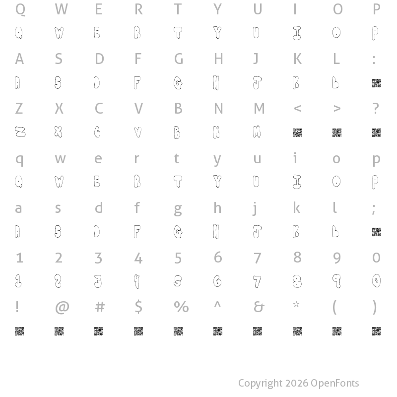 Character Map of BubbleYums Regular