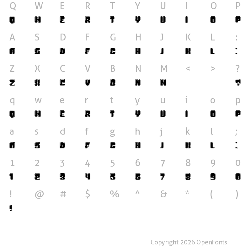 Character Map of Bubblicious College Regular