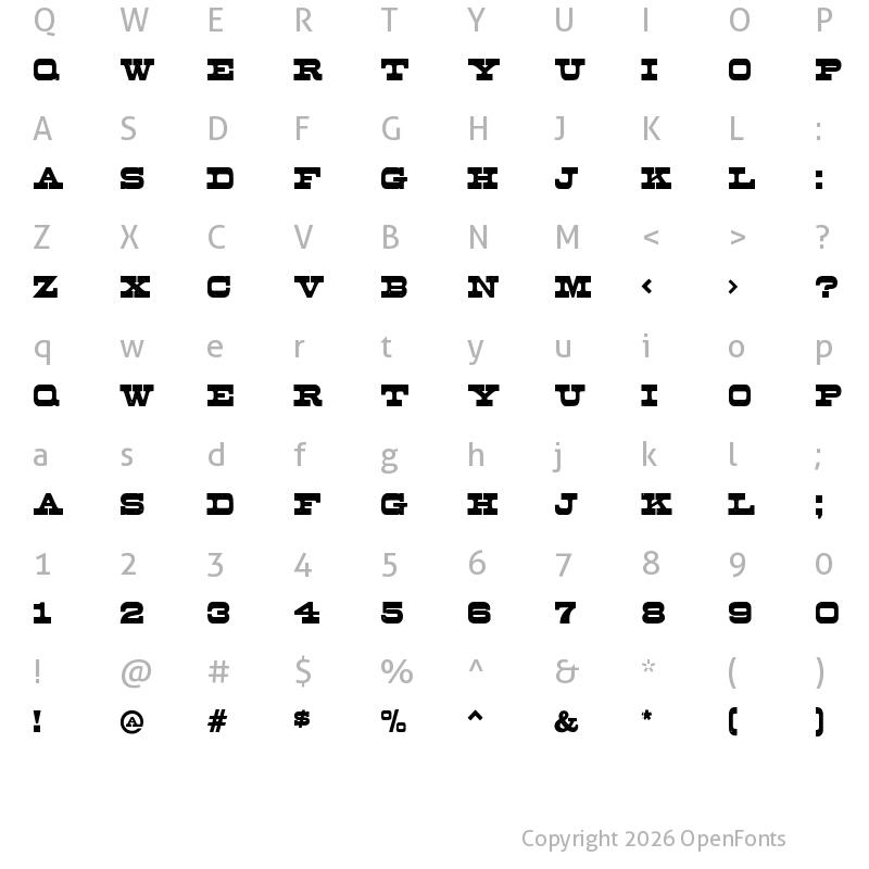Character Map of Buckboard Regular
