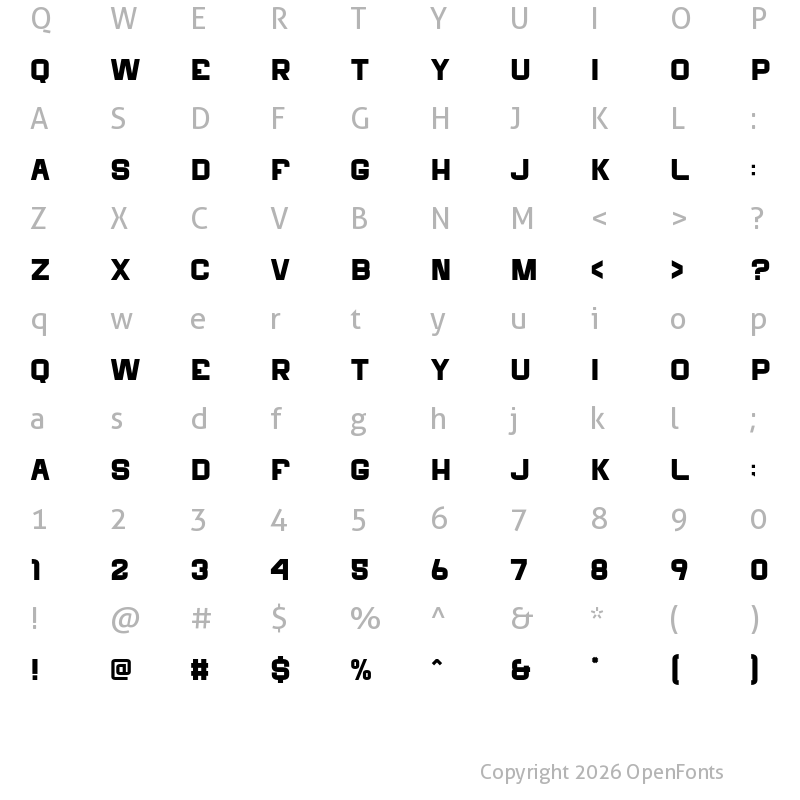 Character Map of Bucking Regular