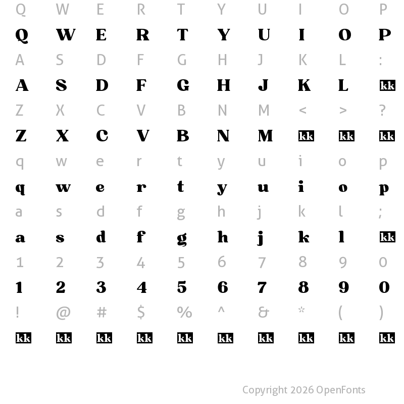 Character Map of Bugaki Regular