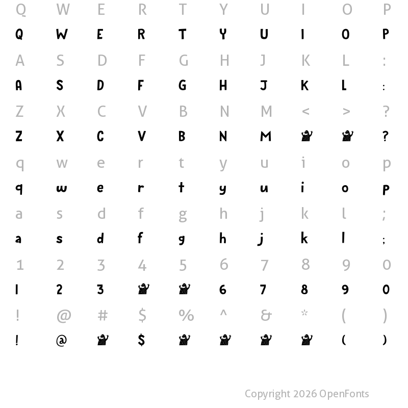 Character Map of Bugbear DEMO Regular