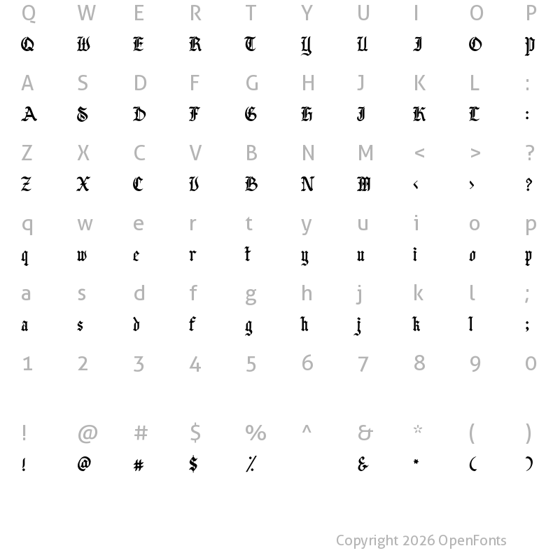 Character Map of Bugheds DEMO Regular