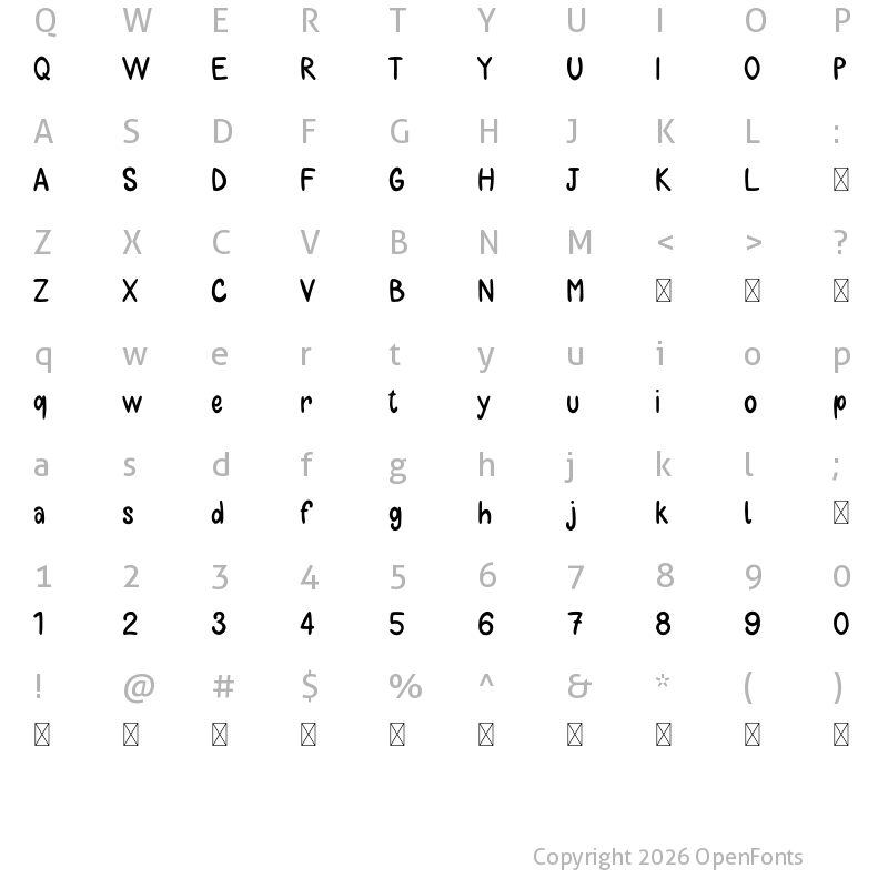 Character Map of Bulaa Regular