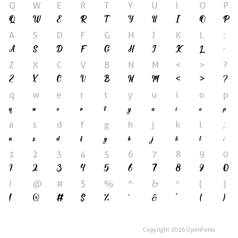 Character Map of Bulgaria Dreams Regular