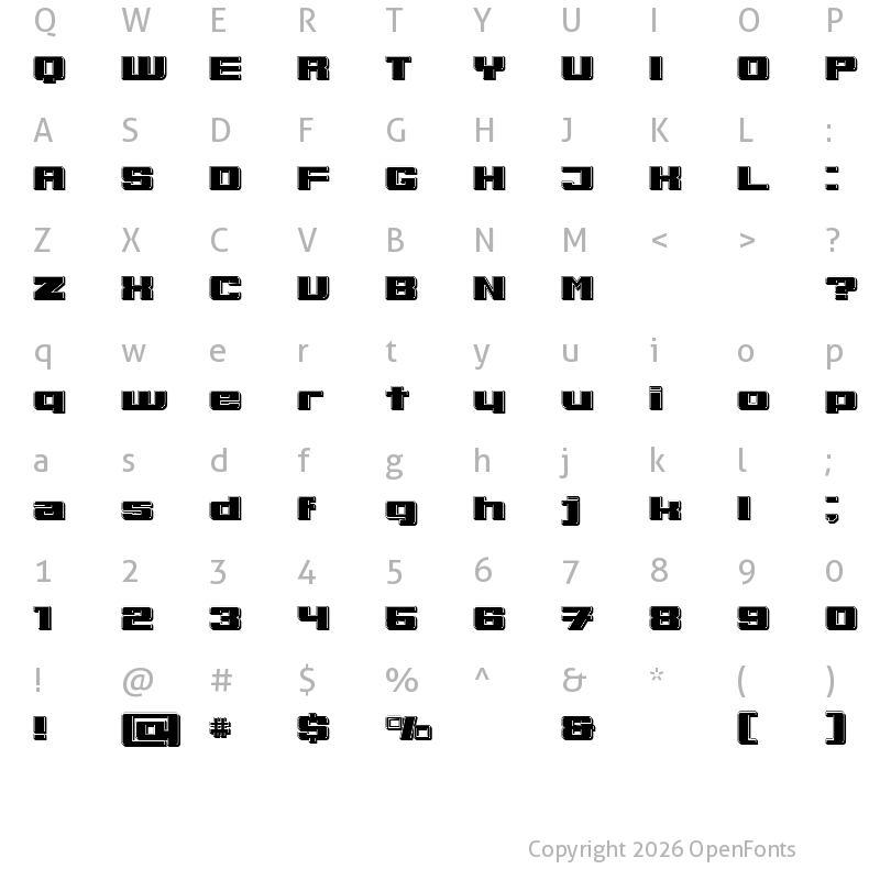 Character Map of Bulksans 3D Filled
