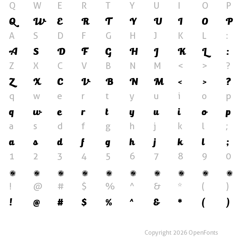 Character Map of Bulletto Killa? Regular