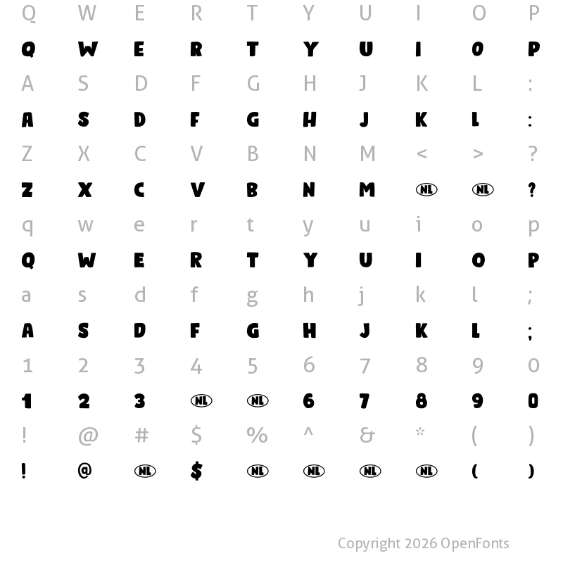 Character Map of Bumper Sticker DEMO Regular