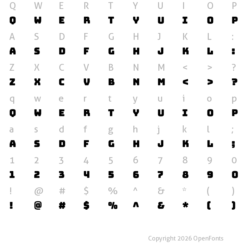 Character Map of Bungee Layers Outline